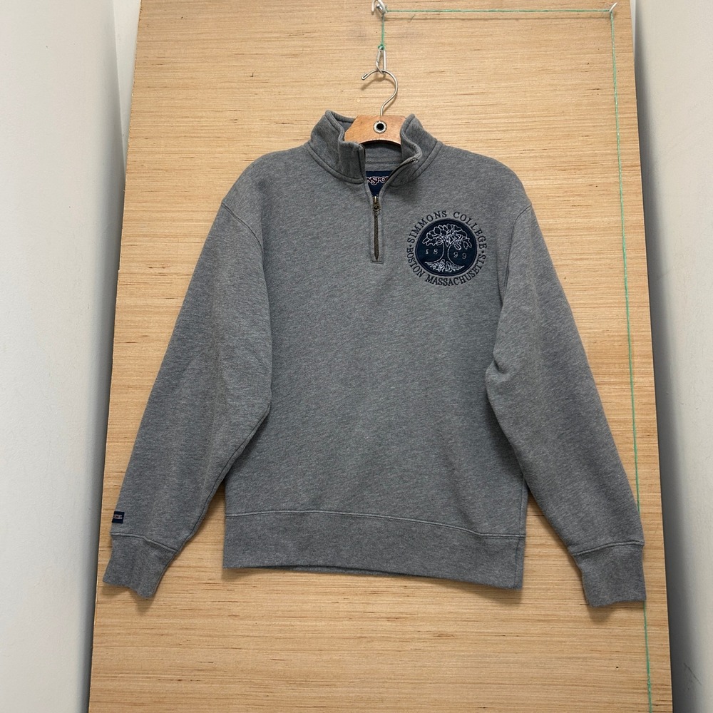 Jansport Simmons College Boston Massachusetts Quarter Zip Sweatshirt Gray Small